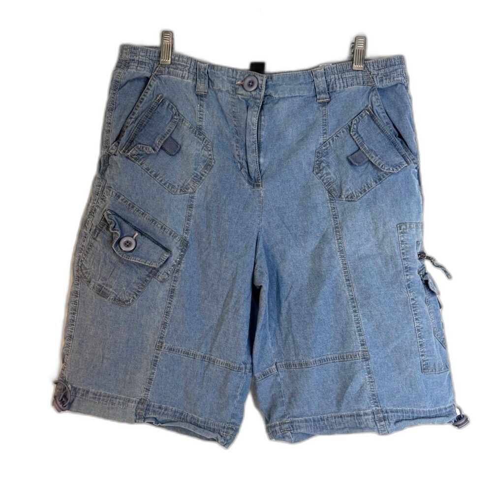 Style & Co Y2K Cargo Retro Long Shorts Size‎ 16 Streetwear Casual 11" Inseam